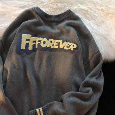 Νέο πουλόβερ εκτύπωσης γραμμάτων Γυναικείο πουλόβερ μεγάλου μεγέθους Χαλαρό πλεκτό πουλόβερ Λευκό Casual Couple O λαιμός Casual Y2K πουλόβερ