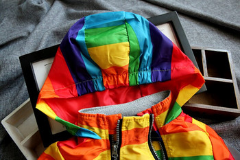 LILIGIRL Момчета и момичета Rainbow Coat с качулка Слънцезащитно водоустойчиво детско яке за пролет есен Детски дрехи Дрехи Горно облекло