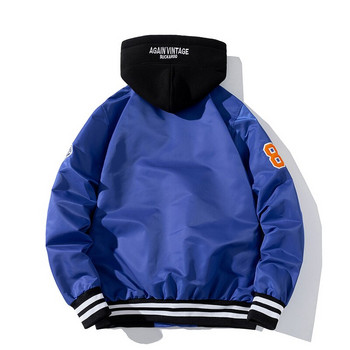 Bomber Jacket Ανδρικό Streetwear Slim Thin Windbreaker Ανδρικό Harajuku Κέντημα Hip Hop Jacket Casual Outerwear με κουκούλα Pilot Jacket