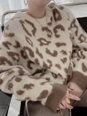 Vintage πουλόβερ Γυναικεία λεοπάρ πουλόβερ Γυναικεία υπερμεγέθη μόδα Χειμερινό πουλόβερ Γυναικείο μακρυμάνικο πλεκτό Top Y2k Pull Femme
