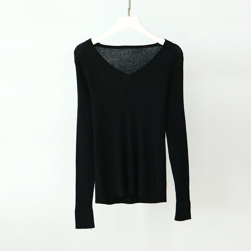 Γυναικείο 25% μετάξι 75% μάλλινο πουλόβερ V λαιμόκοψη Καθημερινό μακρυμάνικο πουλόβερ πουκάμισο μονόχρωμο εσώρουχο Ζεστό χειμώνα TA013