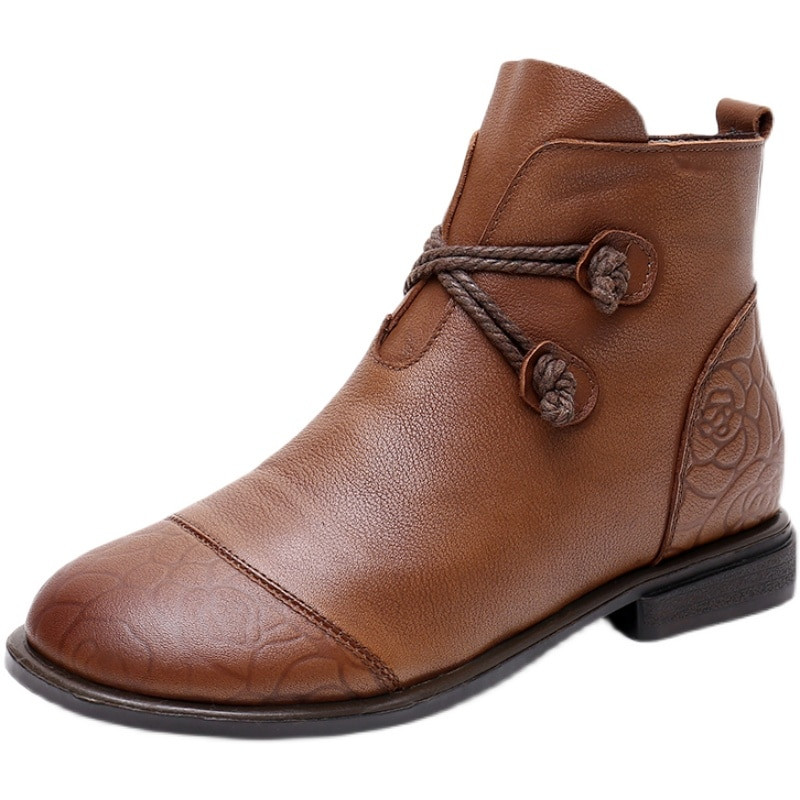 GKTINOO Φθινοπωρινά Χειμερινά Flat Μποτάκια Γυναικείες Ζεστές Μπότες Πλαϊνό Φερμουάρ Μαλακό Άνετο   Botas