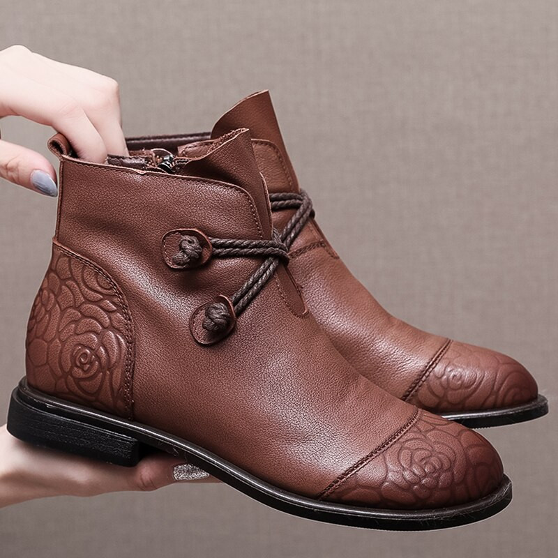 GKTINOO Φθινοπωρινά Χειμερινά Flat Μποτάκια Γυναικείες Ζεστές Μπότες Πλαϊνό Φερμουάρ Μαλακό Άνετο   Botas