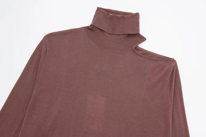 Garaouy 2022 Νέο πουκάμισο με ψηλό λαιμό στράπλες με κάτω γυναικείο πλεκτό πουλόβερ Femme Casual Loose πουλόβερ Mujer Tops