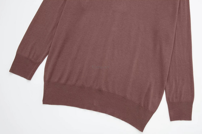 Garaouy 2022 Νέο πουκάμισο με ψηλό λαιμό στράπλες με κάτω γυναικείο πλεκτό πουλόβερ Femme Casual Loose πουλόβερ Mujer Tops