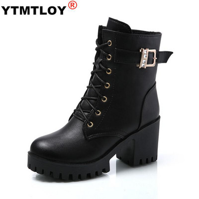 Ženske čizme Ravne biciklističke borbene čizme boje vina Cipele s kopčom Ženske Botas Ženske vruće čizme Zimske visoke potpetice