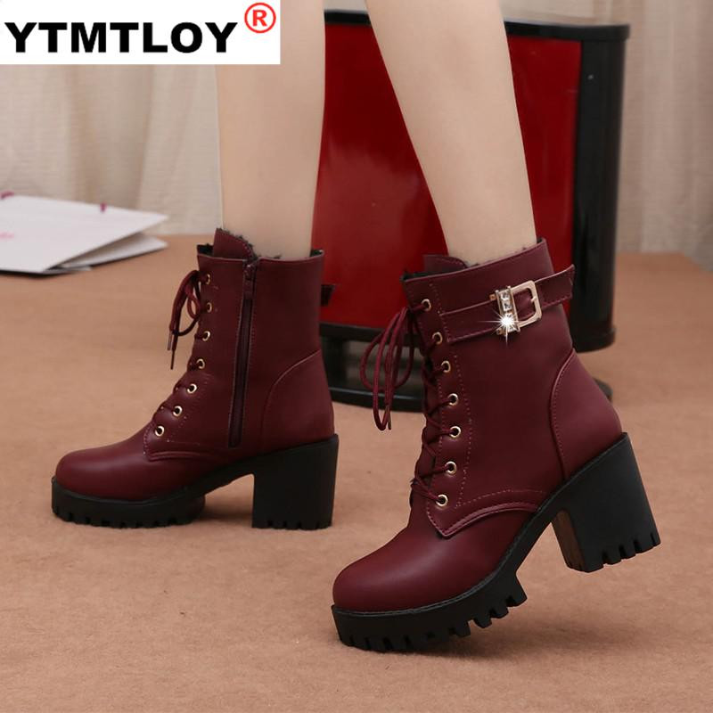 Ženske čizme Ravne biciklističke borbene čizme boje vina Cipele s kopčom Ženske Botas Ženske vruće čizme Zimske visoke potpetice