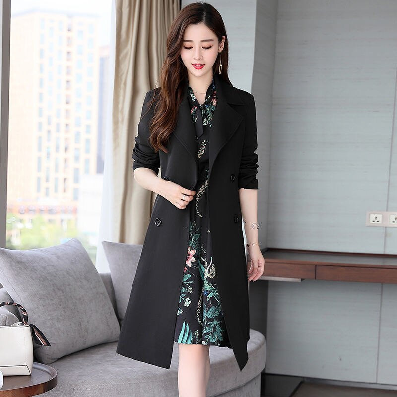 Proljeće Jesen Trenč kaput srednje dužine Uski ženski trenč Ženske haljine Vjetrovke Ležerni dvodijelni ženski kompleti Trenč kaputi