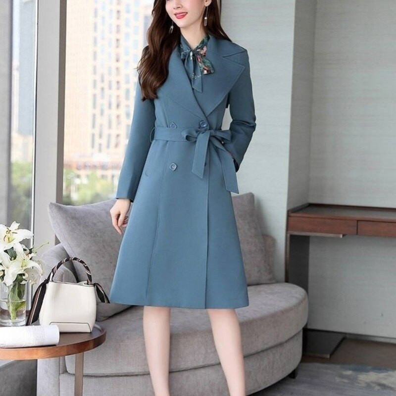 Proljeće Jesen Trenč kaput srednje dužine Uski ženski trenč Ženske haljine Vjetrovke Ležerni dvodijelni ženski kompleti Trenč kaputi