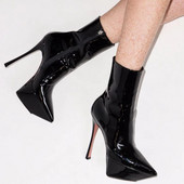 Νέα γυναικεία σέξι παπούτσια για πάρτι 2022 Φθινοπωρινές μπότες πλατφόρμας με φερμουάρ με λεπτή μύτη Μαύρο κόκκινο ροζ λευκό μεγάλο μέγεθος 43