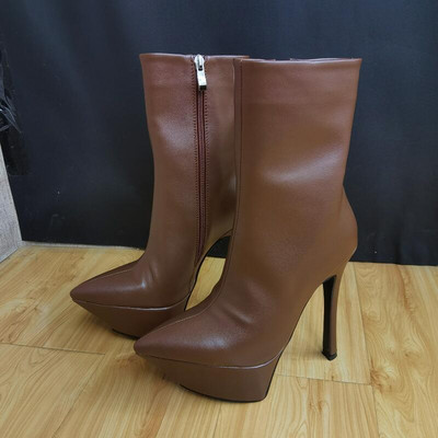 Νέα γυναικεία σέξι παπούτσια για πάρτι 2022 Φθινοπωρινές μπότες πλατφόρμας με φερμουάρ με λεπτή μύτη Μαύρο κόκκινο ροζ λευκό μεγάλο μέγεθος 43