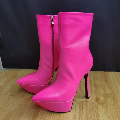 Νέα γυναικεία σέξι παπούτσια για πάρτι 2022 Φθινοπωρινές μπότες πλατφόρμας με φερμουάρ με λεπτή μύτη Μαύρο κόκκινο ροζ λευκό μεγάλο μέγεθος 43