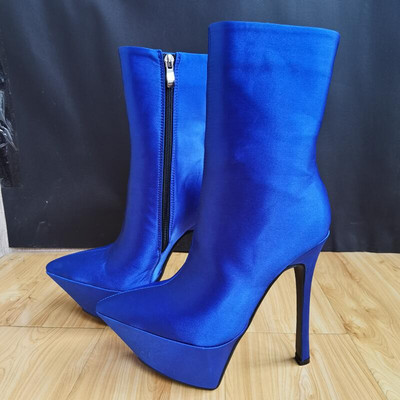 Νέα γυναικεία σέξι παπούτσια για πάρτι 2022 Φθινοπωρινές μπότες πλατφόρμας με φερμουάρ με λεπτή μύτη Μαύρο κόκκινο ροζ λευκό μεγάλο μέγεθος 43