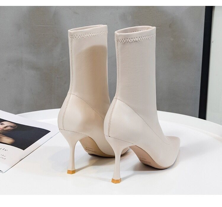 Νέες στενές μαύρες κοντές μπότες Γυναικείες φθινοπωρινές χειμερινές ψηλοτάκουνες γόβες Μονές μπότες Μόδας Μπότες Αστραγάλου