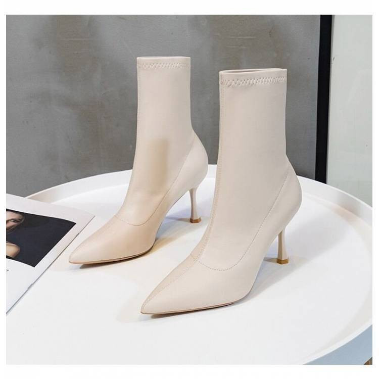 Νέες στενές μαύρες κοντές μπότες Γυναικείες φθινοπωρινές χειμερινές ψηλοτάκουνες γόβες Μονές μπότες Μόδας Μπότες Αστραγάλου