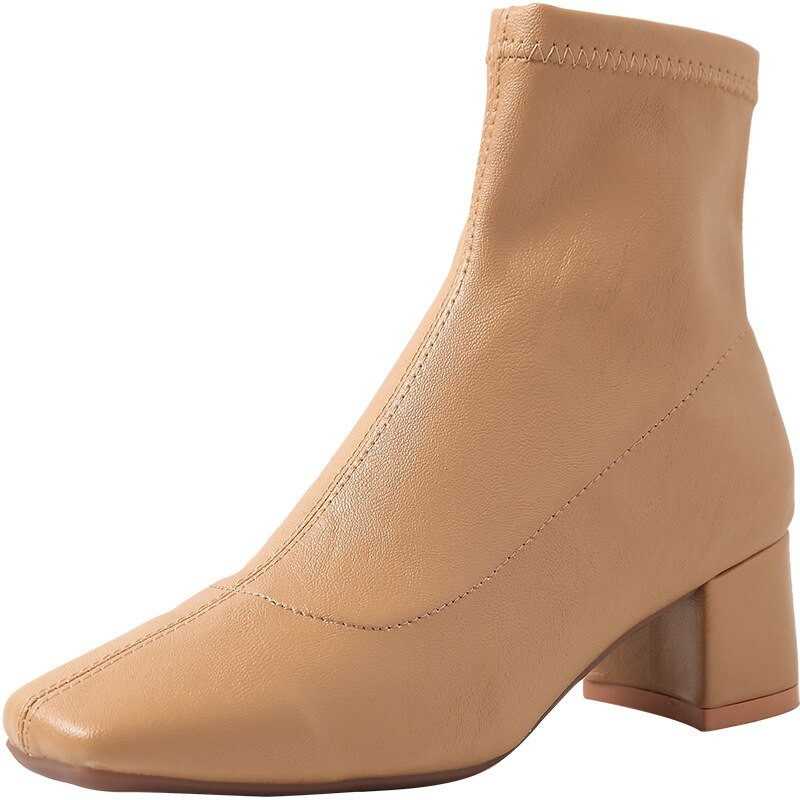 Jesen Zima Ženske čizme s patentnim zatvaračem s četvrtastim prstima Elastične antilop ženske kratke čizme Pamučne gležnjače Ženske Botas Mujer 2020 Novo izdanje