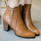 Γυναικεία Μποτάκια Μόδα PU Δερμάτινα Μποτάκια Ψηλοτάκουνα 8cm Γυναικεία Παπούτσια Κοντά μποτάκια με φερμουάρ στο πλάι για Γυναικεία Παπούτσια Drop Ship 43