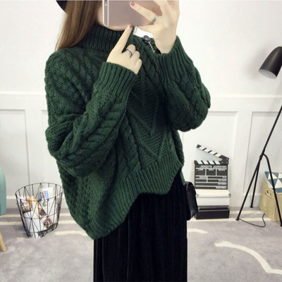 Ženski pulover s visokim ovratnikom, topli kratki pulover džemper, pleteni pulover, jednodijelni pulover, veleprodaja zimi