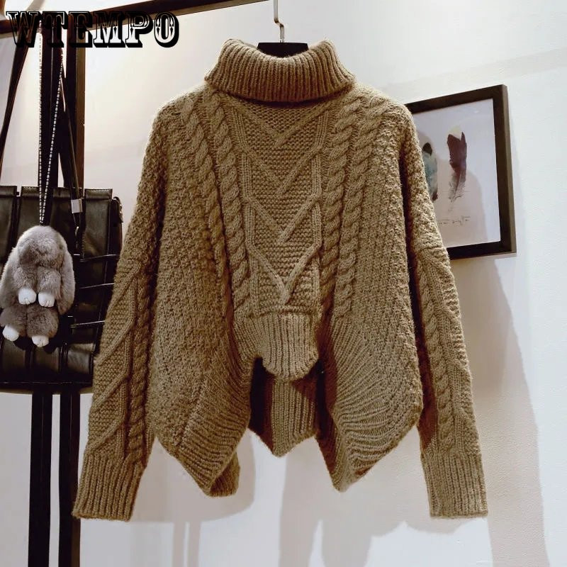 Ženski pulover s visokim ovratnikom, topli kratki pulover džemper, pleteni pulover, jednodijelni pulover, veleprodaja zimi
