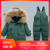 -30℃ Παιδικά πουπουλένια σετ ρούχων 2021 Παιδικό χειμωνιάτικο μπουφάν Μικρό κορίτσια Ζεστές φόρμες 0-4 ετών Baby Boys Down παλτό