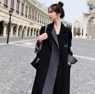 2022. Chic ženska vjetrovka usklađenih boja Proljeće Jesen Korejski vrhunski dizajn Sense Fried Street dugi trenč kaputi s remenom