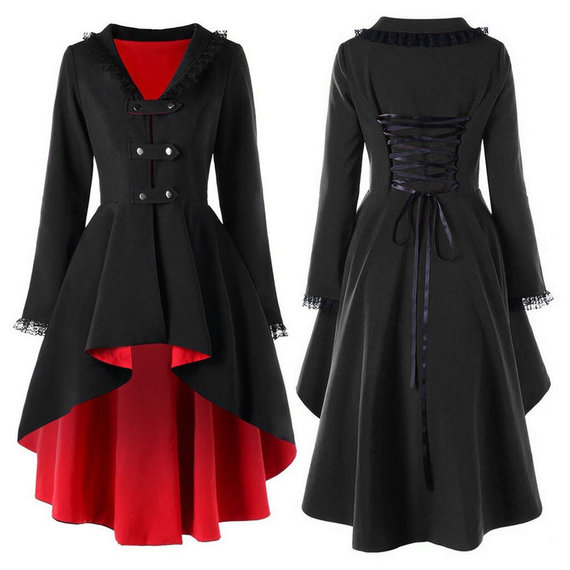 Jauns modes gotikas vintage vidējais garens mētelis sieviešu melns, plāns 5 krāsu jostas apmetnis, vējjaka sievietēm, liela izmēra S-5XL