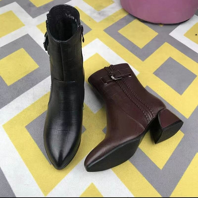 Jesenske zdepaste Chelsea čizme Ženske 2022 Nove zimske cipele na visoku petu Ženske modne seksi tople gležnjače Pumpice na špic 35-43