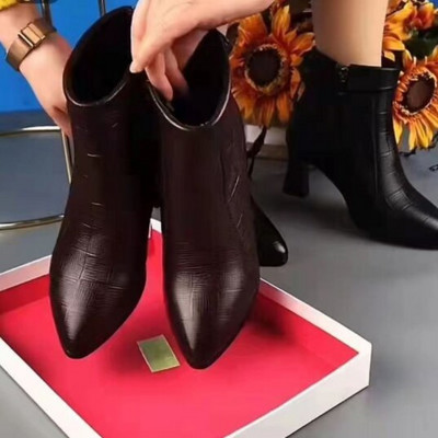 Jesenske zdepaste Chelsea čizme Ženske 2022 Nove zimske cipele na visoku petu Ženske modne seksi tople gležnjače Pumpice na špic 35-43