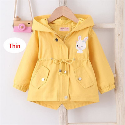 Baby Girls Coat Cute Rabbit Ear Hooded Jacket Παιδικά Μόδα Εξωτερικά Ενδύματα Ανοιξιάτικο φθινόπωρο Ανεμοδαρμένο μπουφάν για κορίτσι 1-6 ετών