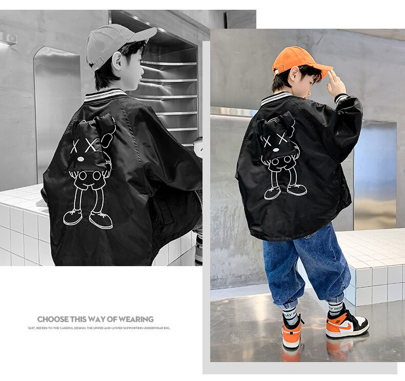 Μπουφάν για κορίτσια για εφήβους Άνοιξη Φθινόπωρο Νέο καρτούν Bear Loose Zipper Παιδικό παλτό για αγόρι 8 10 11 12 13 14 ετών