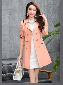 UHYTGF Sieviešu apģērbi Vējjaka Jauns Korejas sieviešu Trench Mētelis Divrindu Atloks Slim Sieviešu 3XL Liela izmēra Top Virsdrēbes X20