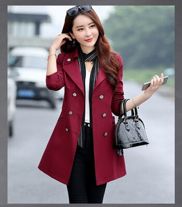 UHYTGF Sieviešu apģērbi Vējjaka Jauns Korejas sieviešu Trench Mētelis Divrindu Atloks Slim Sieviešu 3XL Liela izmēra Top Virsdrēbes X20