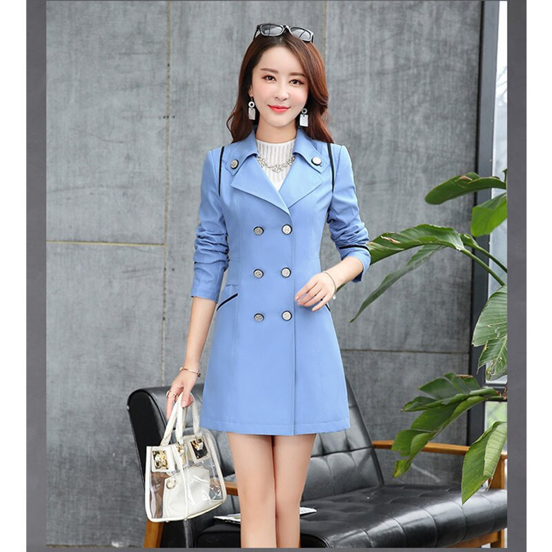 UHYTGF Ženska odjeća Vjetrovka Novi korejski ženski trenč kaput s dvostrukim kopčanjem na rever Tanak ženski 3XL gornji dio velike veličine X20