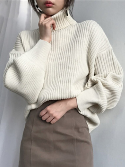 Sieviešu trikotāžas džemperis ar bruņurupuču apkakli Sieviešu džemperis Biezs, silts dāmu masīvs pamata džemperis rudens ziemas ziemas ar garām piedurknēm sieviešu džemperis