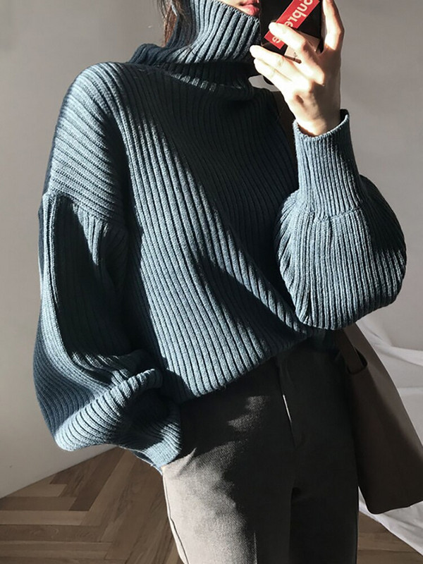 Sieviešu trikotāžas džemperis ar bruņurupuču apkakli Sieviešu džemperis Biezs, silts dāmu masīvs pamata džemperis rudens ziemas ziemas ar garām piedurknēm sieviešu džemperis