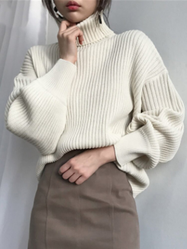 Sieviešu trikotāžas džemperis ar bruņurupuču apkakli Sieviešu džemperis Biezs, silts dāmu masīvs pamata džemperis rudens ziemas ziemas ar garām piedurknēm sieviešu džemperis