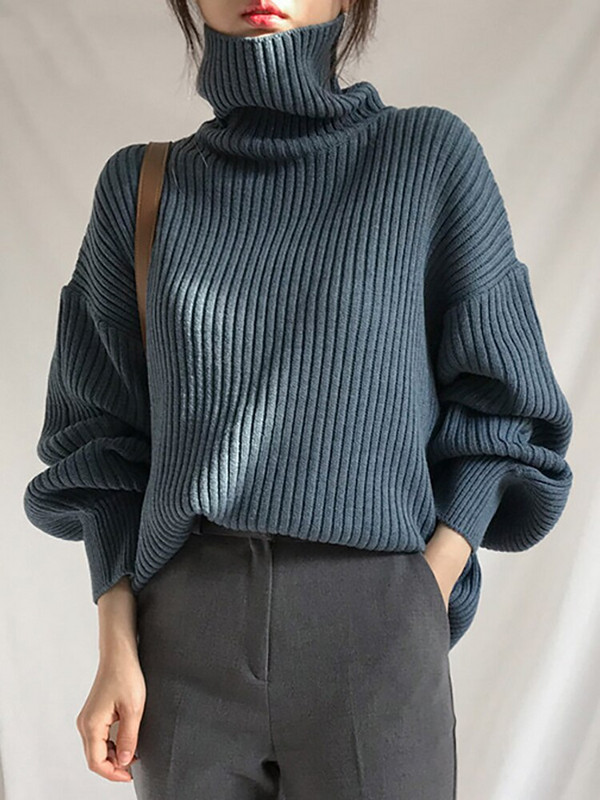 Sieviešu trikotāžas džemperis ar bruņurupuču apkakli Sieviešu džemperis Biezs, silts dāmu masīvs pamata džemperis rudens ziemas ziemas ar garām piedurknēm sieviešu džemperis