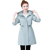 Γυναικεία μπουφάν 2022 Νέο φθινοπωρινό αντιανεμικό μπουφάν Famale με κουκούλα Casual Basic καμπαρντίνα Φαρδύ φερμουάρ Λεπτά πανωφόρια τοπ μόδας