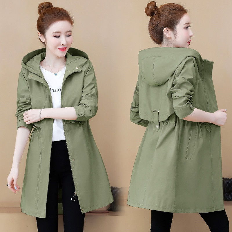Γυναικεία μπουφάν 2022 Νέο φθινοπωρινό αντιανεμικό μπουφάν Famale με κουκούλα Casual Basic καμπαρντίνα Φαρδύ φερμουάρ Λεπτά πανωφόρια τοπ μόδας