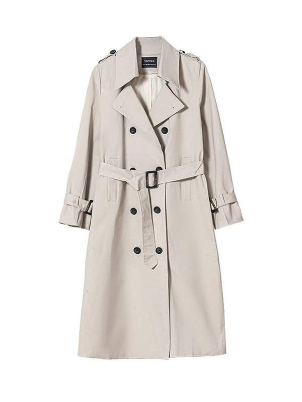 Topiji 2022. gada pavasara vējjaka, garais uzrakts sieviešu mētelis ar divrindu, šaurs sieviešu virsdrēbes