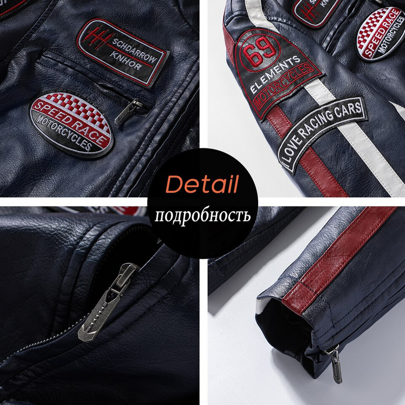 Ανδρικά Φθινοπωρινά Νέα Casual Motor Biker Βαμμένα Δερμάτινα Μπουφάν Ανδρικά Μπουφάν Winter Vintage Punk Style PU Faux Fleece Δερμάτινα μπουφάν Ανδρικά