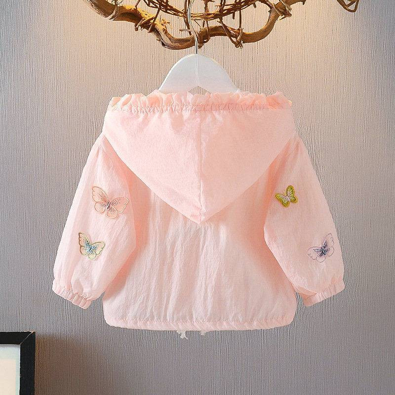 Καλοκαιρινή μόδα Βρεφικά ρούχα για κορίτσια με αντηλιακή προστασία Υπέροχο λουλουδάτο παλτό με κουκούλα με φερμουάρ Παιδικά μπουφάν Παιδικά ρούχα 1-9 ετών