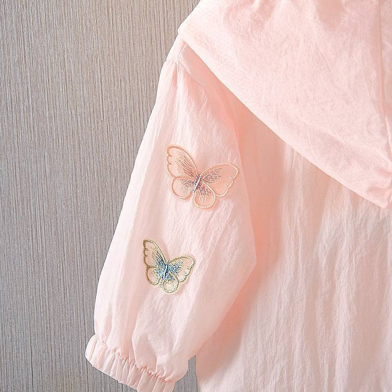 Καλοκαιρινή μόδα Βρεφικά ρούχα για κορίτσια με αντηλιακή προστασία Υπέροχο λουλουδάτο παλτό με κουκούλα με φερμουάρ Παιδικά μπουφάν Παιδικά ρούχα 1-9 ετών