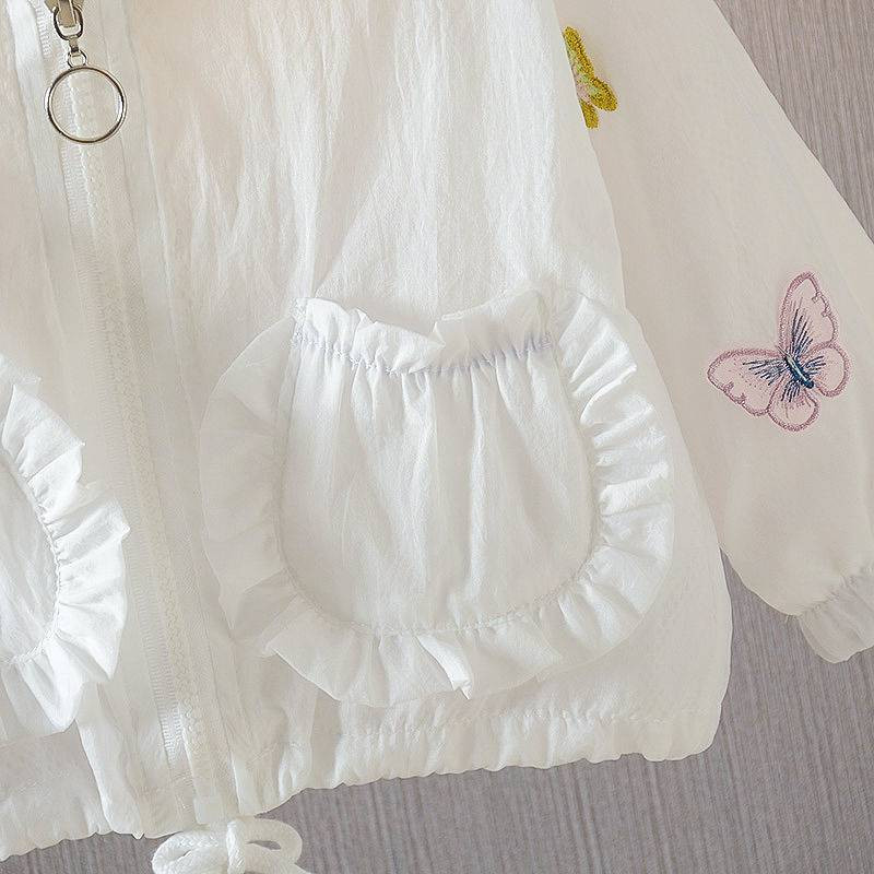 Καλοκαιρινή μόδα Βρεφικά ρούχα για κορίτσια με αντηλιακή προστασία Υπέροχο λουλουδάτο παλτό με κουκούλα με φερμουάρ Παιδικά μπουφάν Παιδικά ρούχα 1-9 ετών