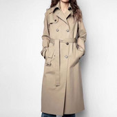 Klasični jednostavni ženski trenč kaput sa spuštenim ovratnikom, dvostruka ženska duga jakna trenč