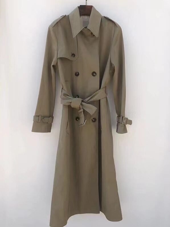 Klasični jednostavni ženski trenč kaput sa spuštenim ovratnikom, dvostruka ženska duga jakna trenč