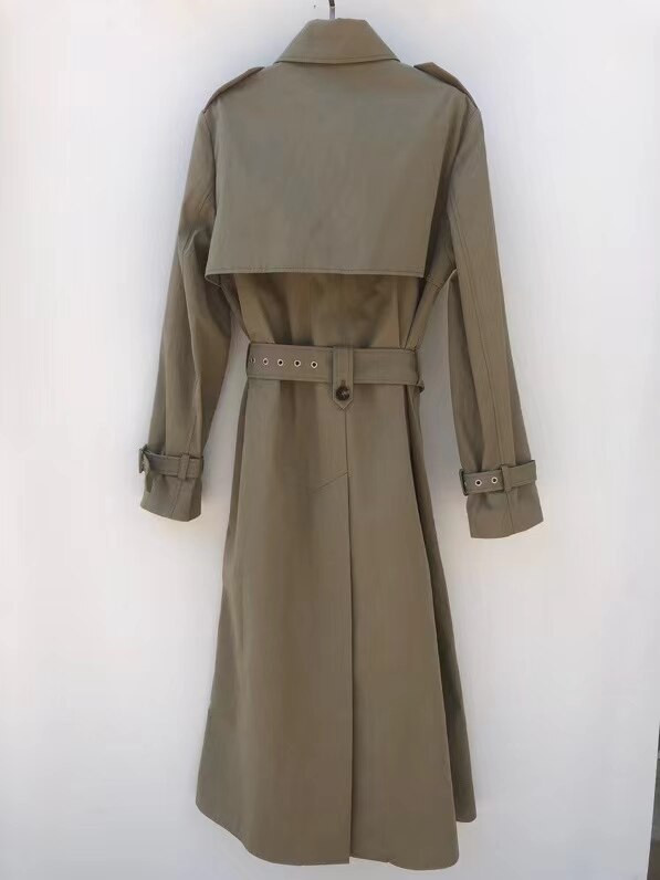 Klasični jednostavni ženski trenč kaput sa spuštenim ovratnikom, dvostruka ženska duga jakna trenč