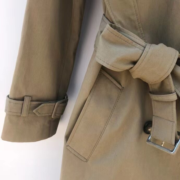 Klasični jednostavni ženski trenč kaput sa spuštenim ovratnikom, dvostruka ženska duga jakna trenč