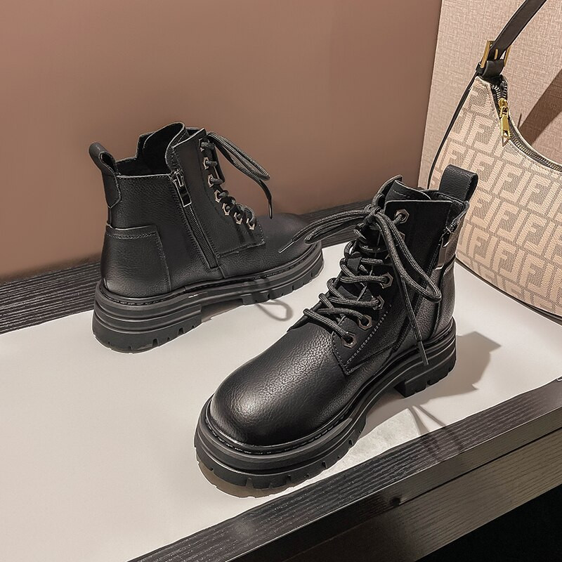 Botas Mujer Invierno 2022  Μπότες Χιονιού Γυναικεία βρετανικό στυλ Ρετρό Ανοιξιάτικες μπότες φθινοπώρου Χειμερινά παπούτσια για τον αστράγαλο Botines