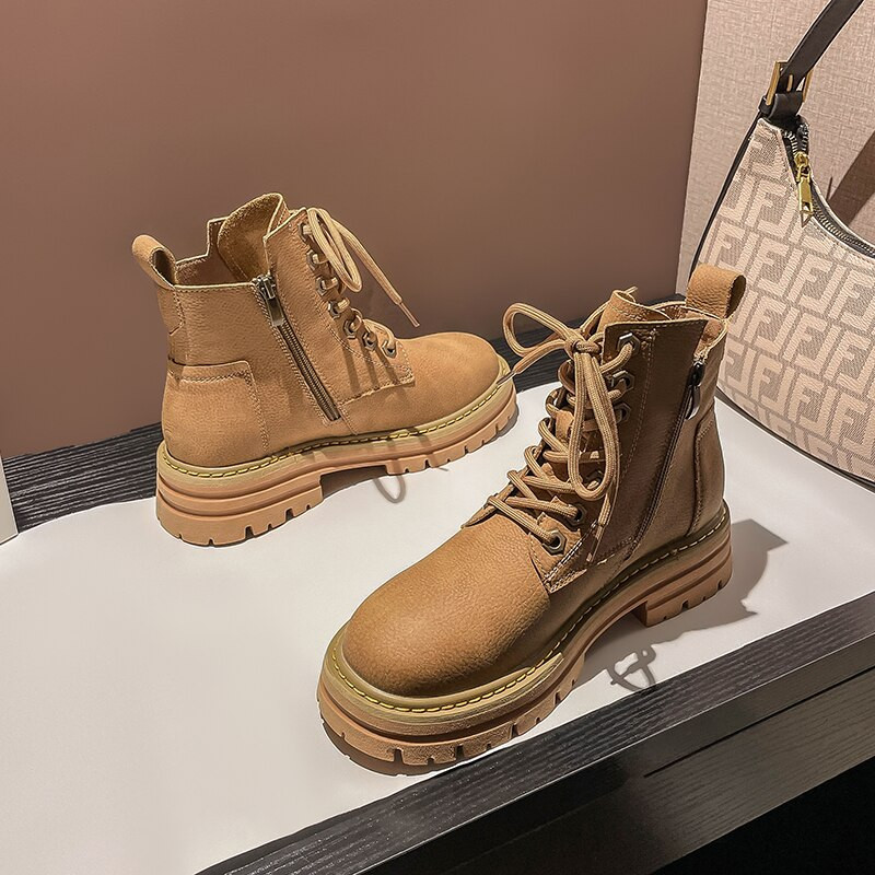 Botas Mujer Invierno 2022  Μπότες Χιονιού Γυναικεία βρετανικό στυλ Ρετρό Ανοιξιάτικες μπότες φθινοπώρου Χειμερινά παπούτσια για τον αστράγαλο Botines